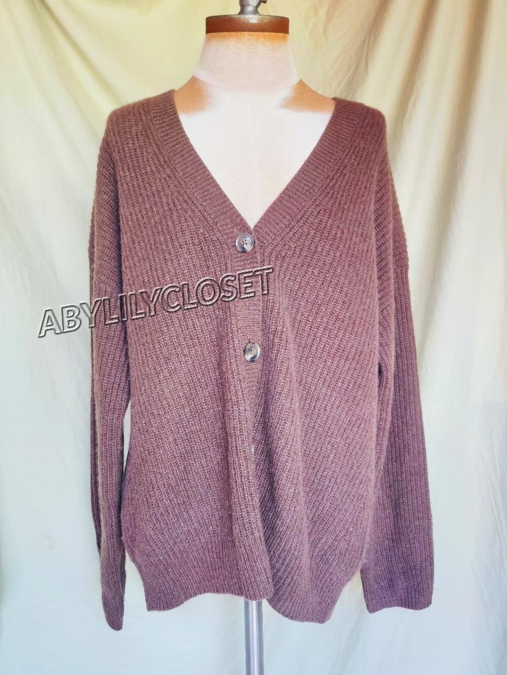 100% Cashmere Talbots Haven Size L Button Up Brown Sweater Wool Cardigan